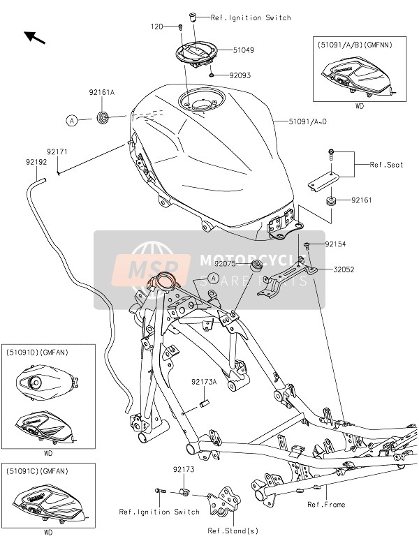 Kawasaki NINJA 400 2021 Benzinetank voor een 2021 Kawasaki NINJA 400