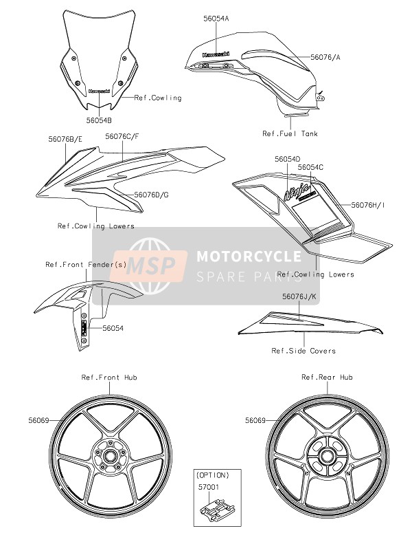 560761741, Pattern,Upp Side Cowl.,Rh,Cnt, Kawasaki, 0