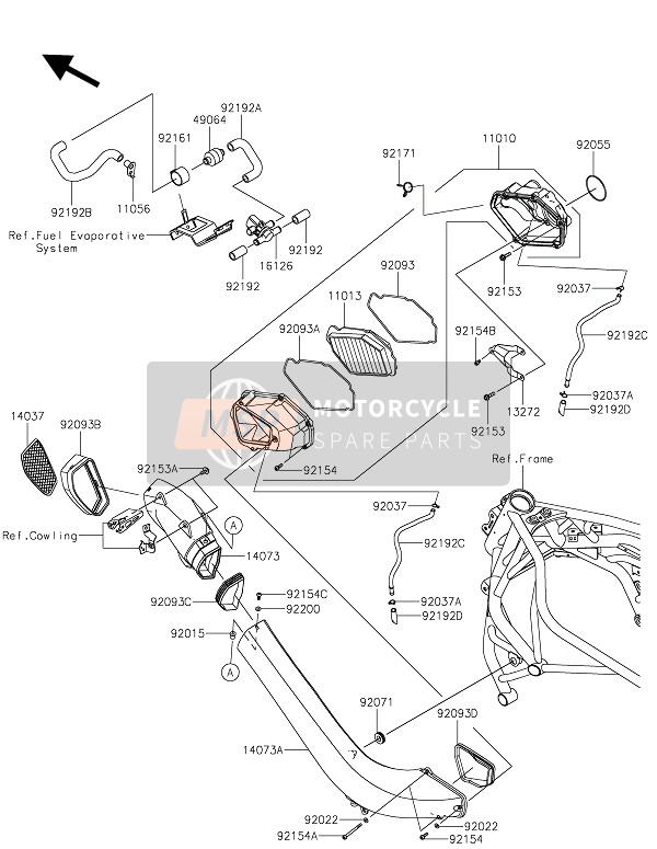 Kawasaki NINJA H2 2021 Luchtfilter voor een 2021 Kawasaki NINJA H2