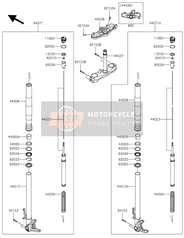 Kawasaki NINJA H2 2021 FRONT FORK for a 2021 Kawasaki NINJA H2