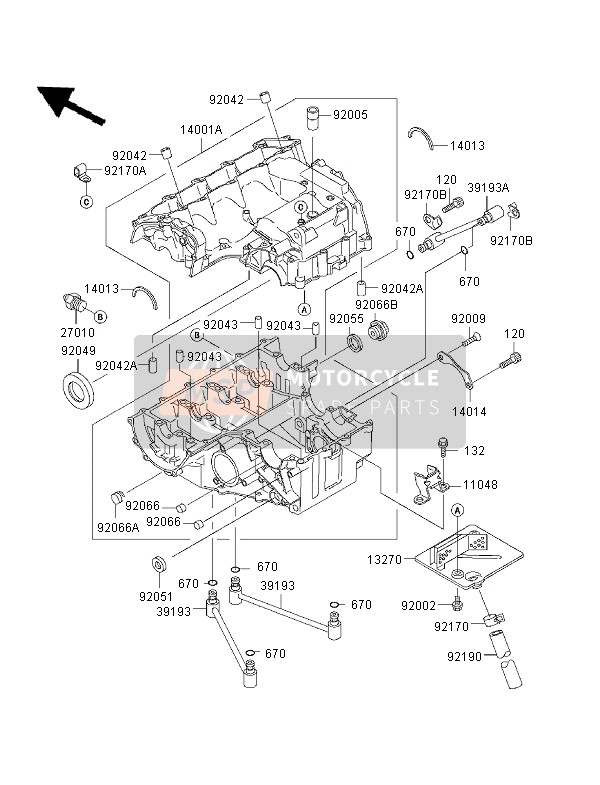 Kawasaki NINJA ZX-6R 1996 Crankcase for a 1996 Kawasaki NINJA ZX-6R