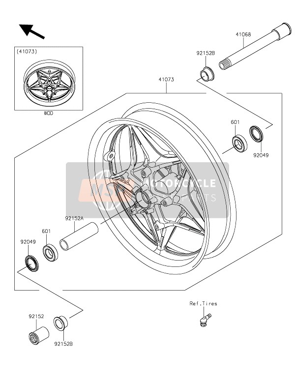 Kawasaki NINJA H2R 2021 Moyeu avant pour un 2021 Kawasaki NINJA H2R