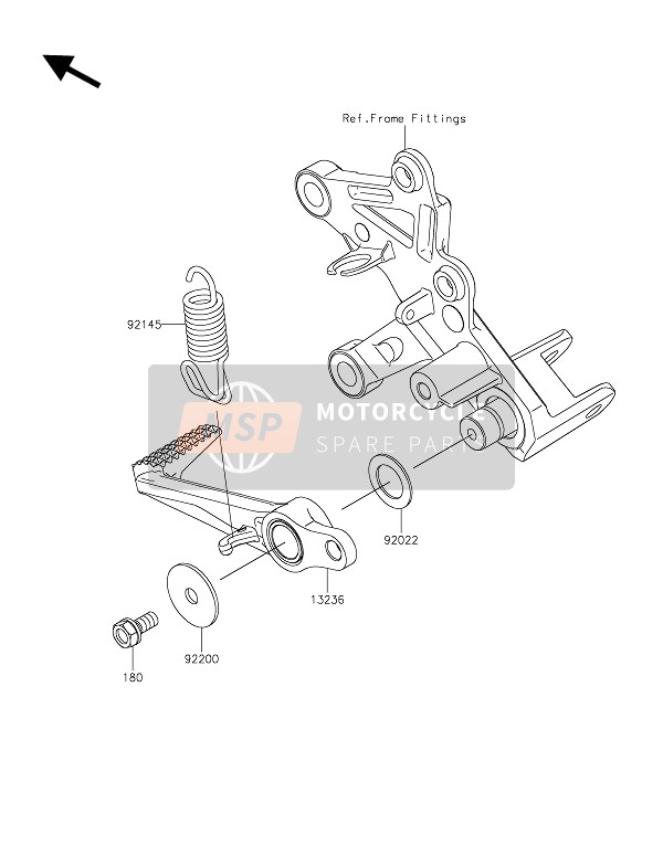 Kawasaki NINJA H2R 2021 Pedale del freno per un 2021 Kawasaki NINJA H2R