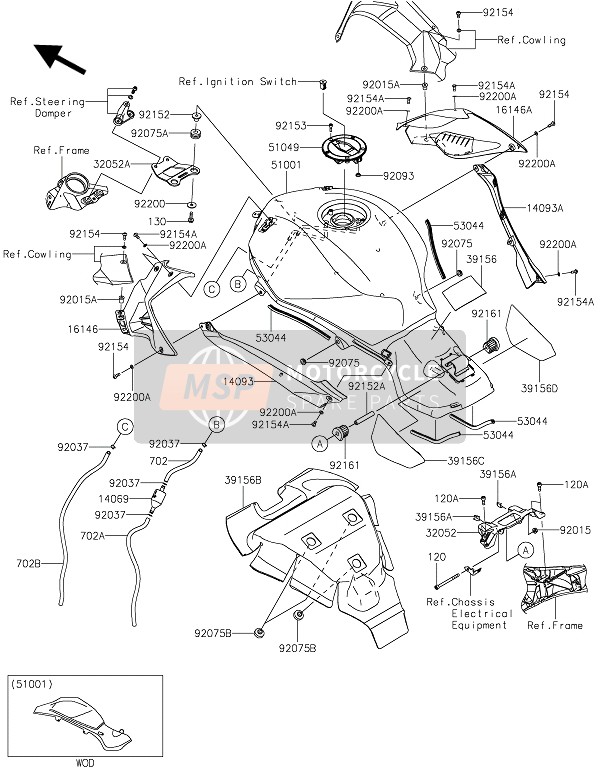 Kawasaki NINJA H2R 2021 Benzinetank voor een 2021 Kawasaki NINJA H2R