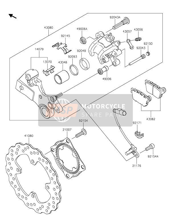 Kawasaki NINJA ZX-6R 2021 REAR BRAKE for a 2021 Kawasaki NINJA ZX-6R