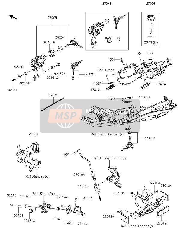 Kawasaki NINJA ZX-6R 2021 Contactslot voor een 2021 Kawasaki NINJA ZX-6R