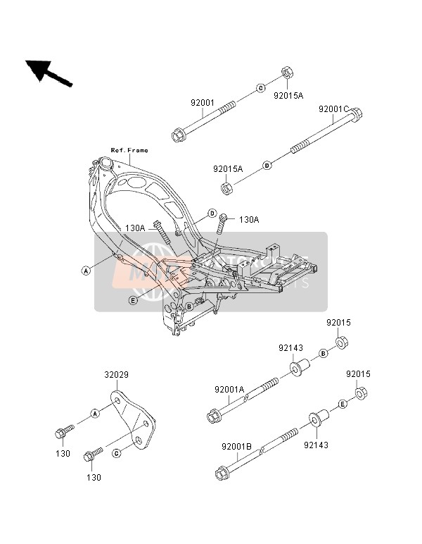 Kawasaki NINJA ZX-6R 1996 Frame Fittings for a 1996 Kawasaki NINJA ZX-6R