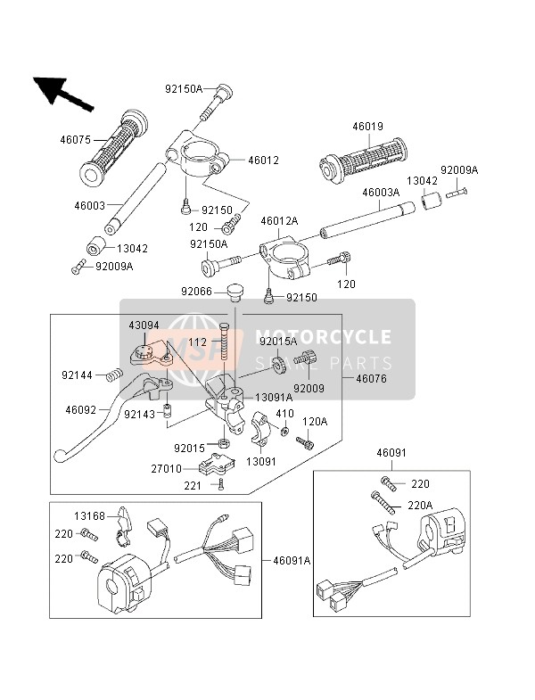 Kawasaki NINJA ZX-6R 1996 Handlebar for a 1996 Kawasaki NINJA ZX-6R