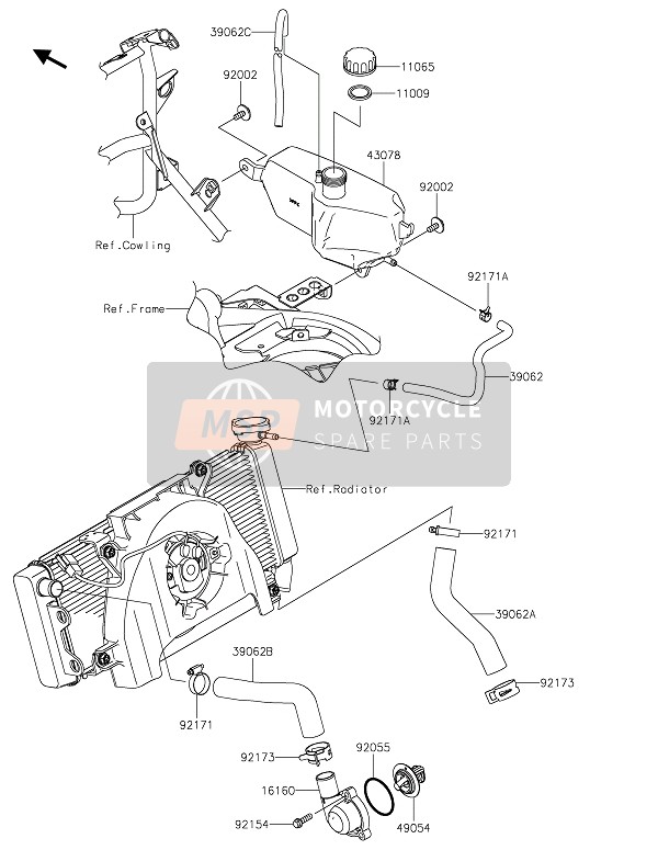 390620876, HOSE-COOLING,Breather, Kawasaki, 0