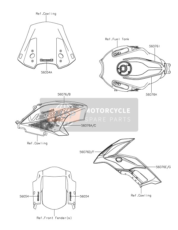 560761868, Pattern,Side Cowl.,Lh,Upp, Kawasaki, 0