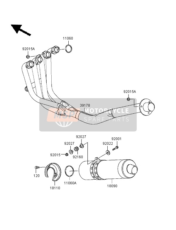 Kawasaki NINJA ZX-7R 1996 Muffler for a 1996 Kawasaki NINJA ZX-7R