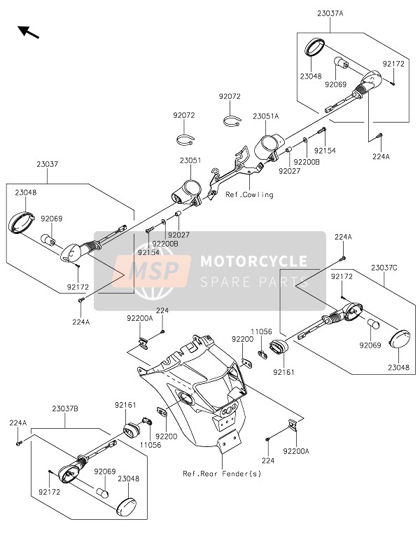 230370416, LAMP-ASSY-SIGNAL,Fr,Lh, Kawasaki, 1