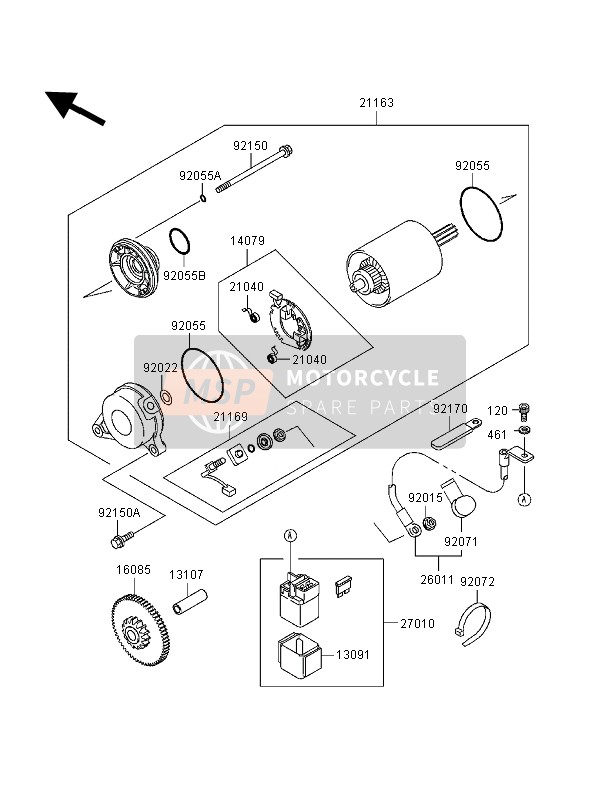 Kawasaki NINJA ZX-7R 1996 Starter Motor for a 1996 Kawasaki NINJA ZX-7R