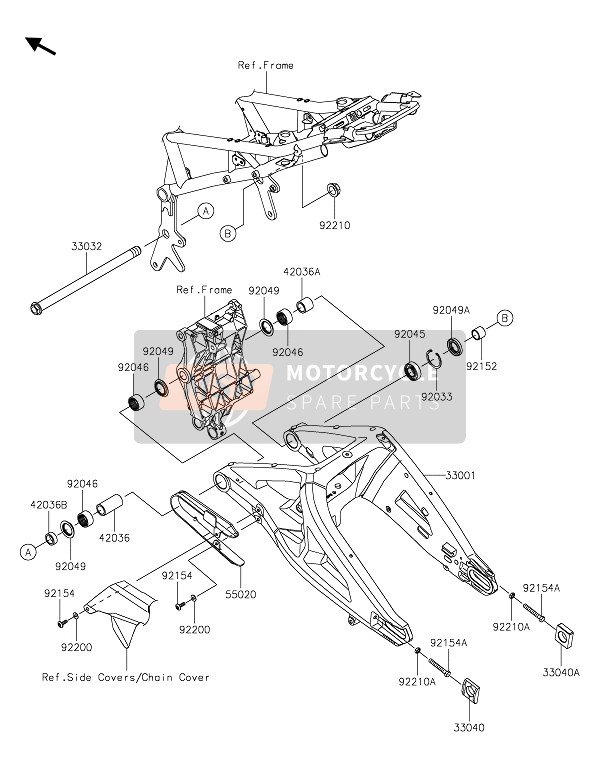 330320063, SHAFT-SWING Arm, Kawasaki, 0