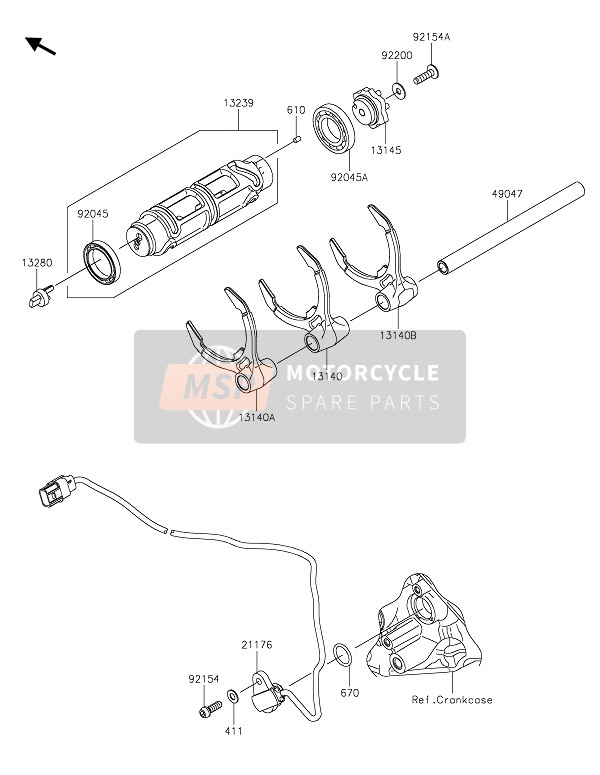 Kawasaki Z H2 SE 2021 Schakelwals & Schakelvork(S) voor een 2021 Kawasaki Z H2 SE