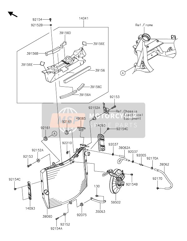 Kawasaki Z H2 SE 2021 Radiator voor een 2021 Kawasaki Z H2 SE