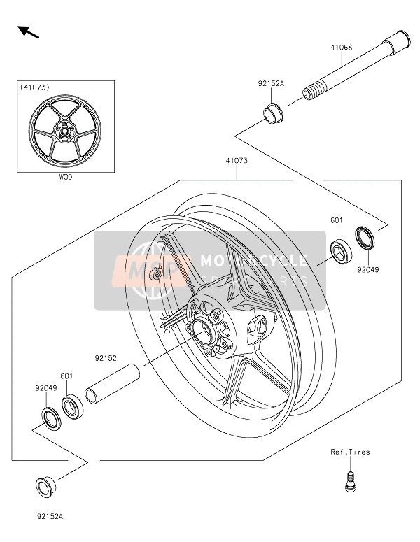 Kawasaki Z H2 SE 2021 Buje delantero para un 2021 Kawasaki Z H2 SE