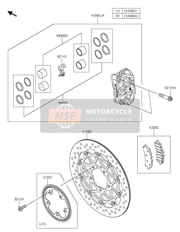 Kawasaki Z H2 SE 2021 Freno frontal para un 2021 Kawasaki Z H2 SE