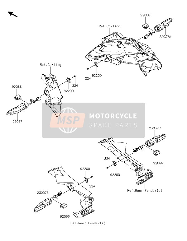 Kawasaki Z H2 SE 2021 Señales de giro para un 2021 Kawasaki Z H2 SE