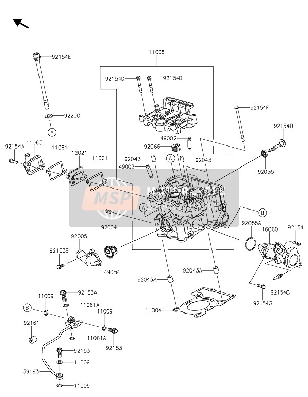 Kawasaki Z125 2021 Cilinderkop voor een 2021 Kawasaki Z125