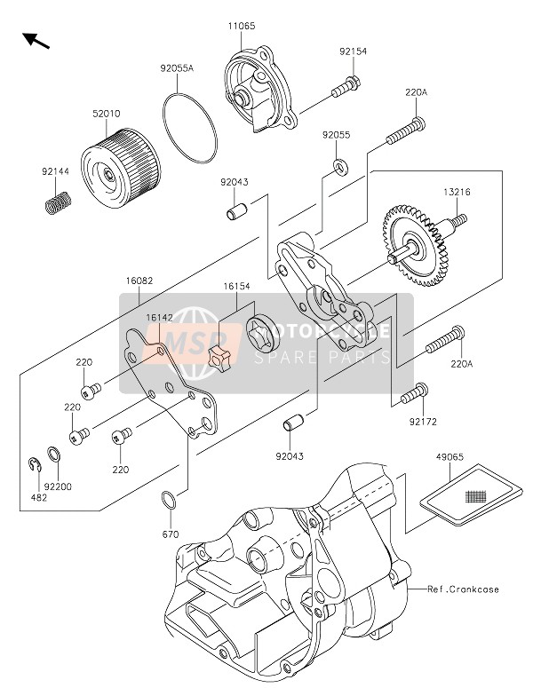 Kawasaki Z125 2021 Oliepomp voor een 2021 Kawasaki Z125