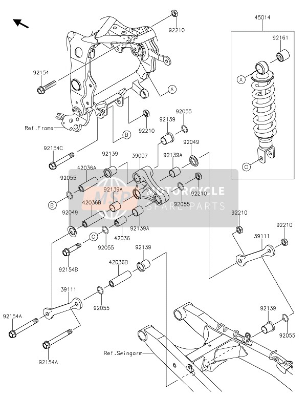 Kawasaki Z125 2021 Suspensión-Amortiguador para un 2021 Kawasaki Z125