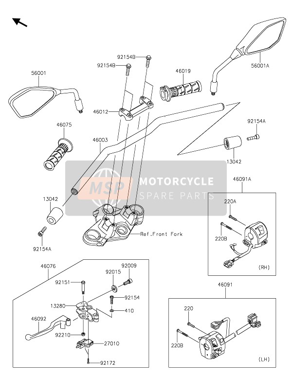 Kawasaki Z125 2021 Manubrio per un 2021 Kawasaki Z125