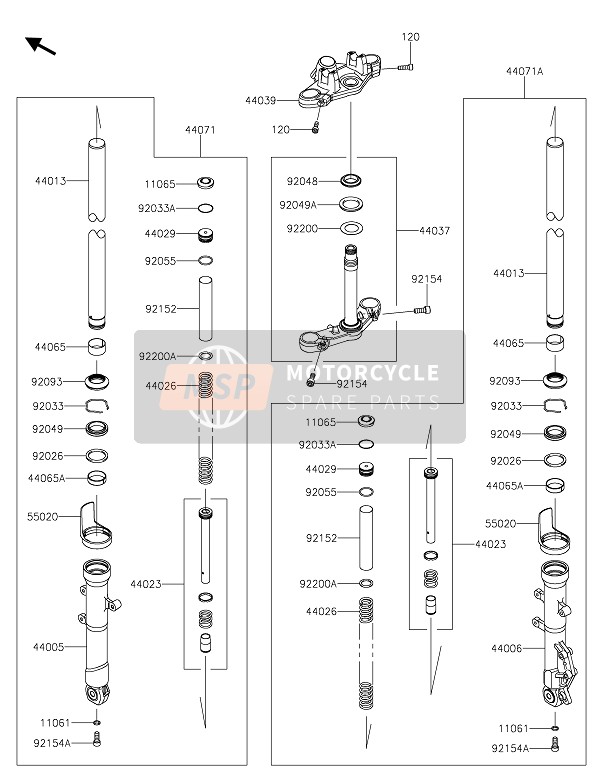 Kawasaki Z125 2021 FRONT FORK for a 2021 Kawasaki Z125