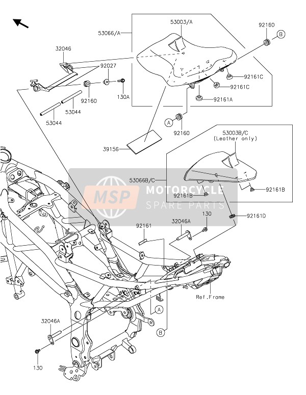 530030574MA, Leather,Fr Seat,Black, Kawasaki, 0