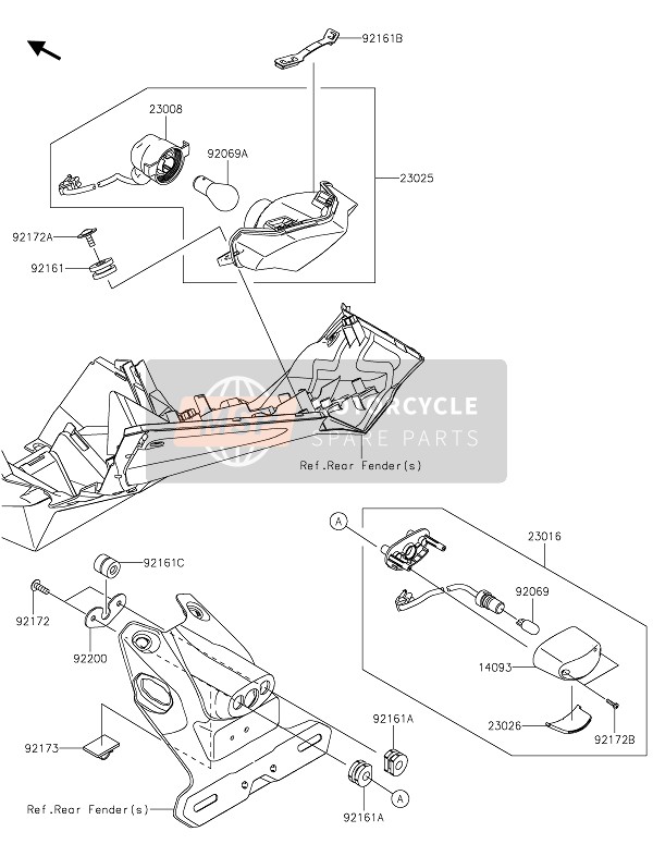 Kawasaki Z125 2021 TAILLIGHT(S) for a 2021 Kawasaki Z125