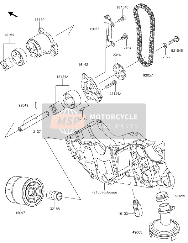 Kawasaki Z650 2021 Oliepomp voor een 2021 Kawasaki Z650