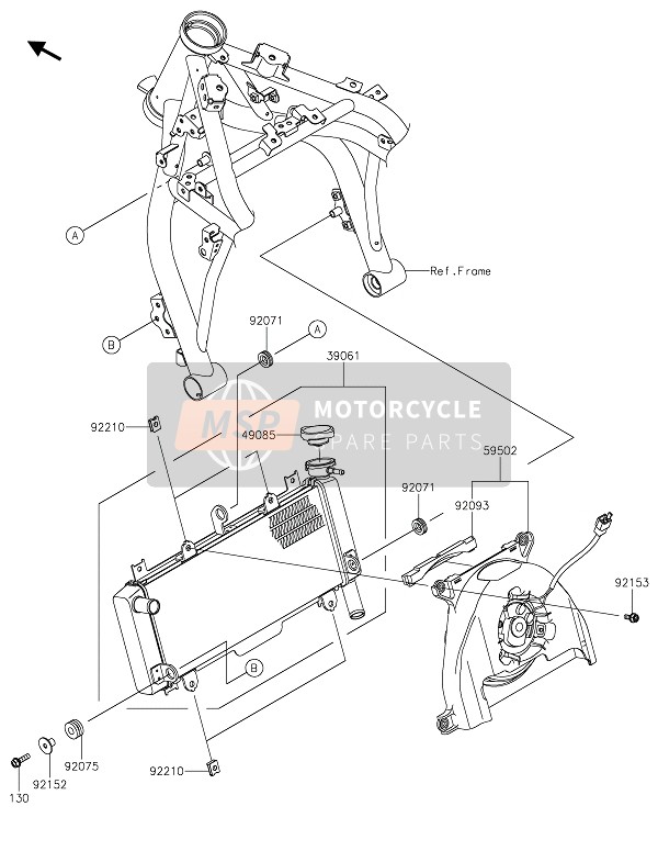 Kawasaki Z650 2021 Radiador para un 2021 Kawasaki Z650