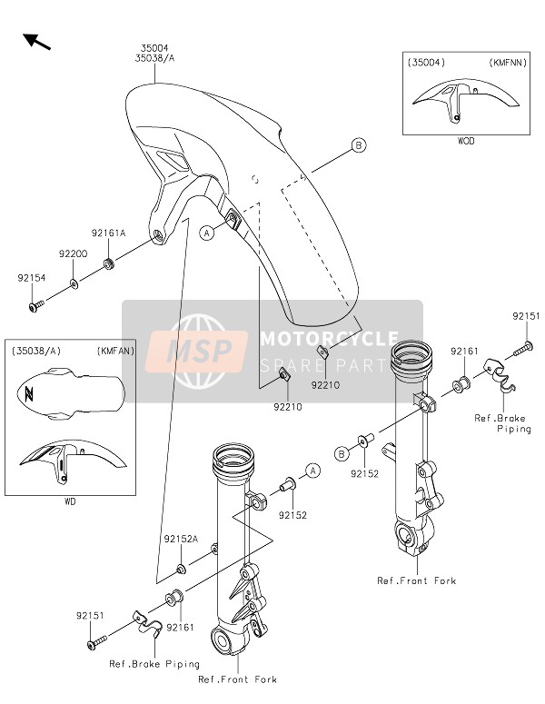 35038512254X, FENDER-FRONT,P.B.White, Kawasaki, 0