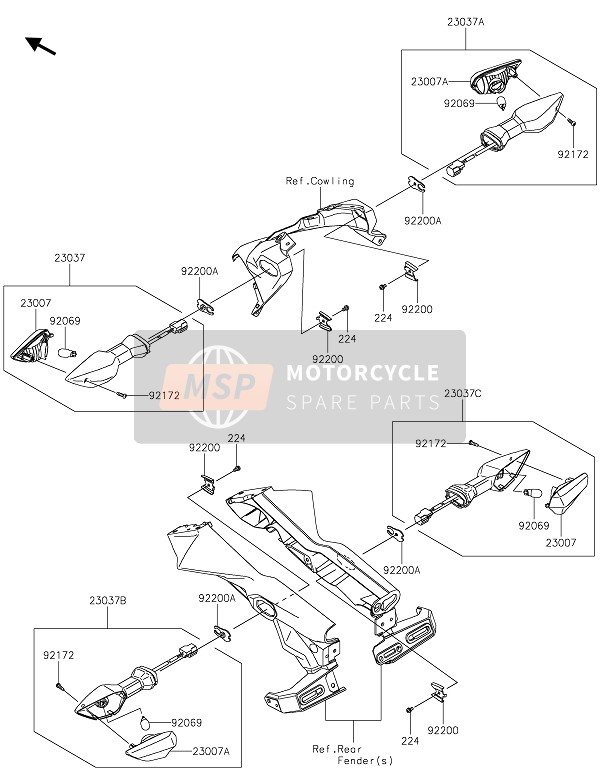 Kawasaki Z650 2021 Señales de giro para un 2021 Kawasaki Z650