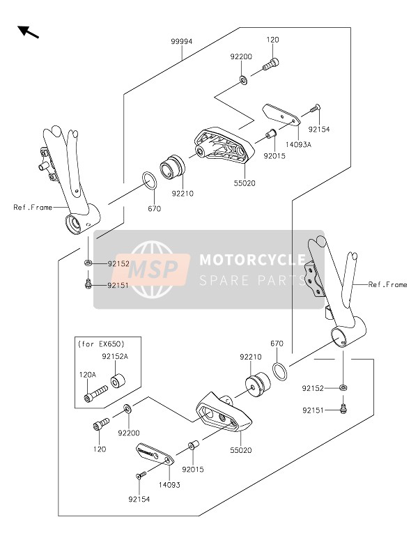 Kawasaki Z650 2021 Accessorio (Frame Slider) per un 2021 Kawasaki Z650