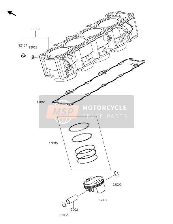 Kawasaki Z900 2021 Cilindro & Pistone(S) per un 2021 Kawasaki Z900