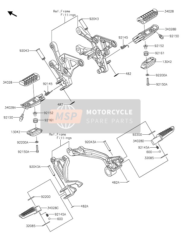 Kawasaki Z900 2021 Poggiapiedi per un 2021 Kawasaki Z900