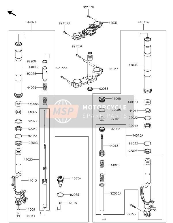 440130371, PIPE-FORK Inner,Rh, Kawasaki, 0