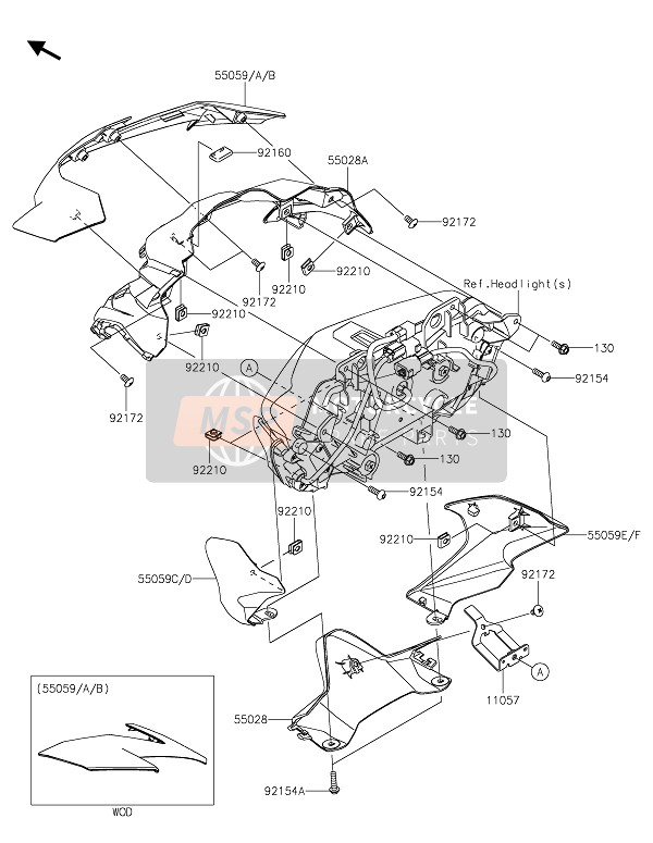 550595158660, Cowling,Upp,Side,Rh,M.S.Black, Kawasaki, 0