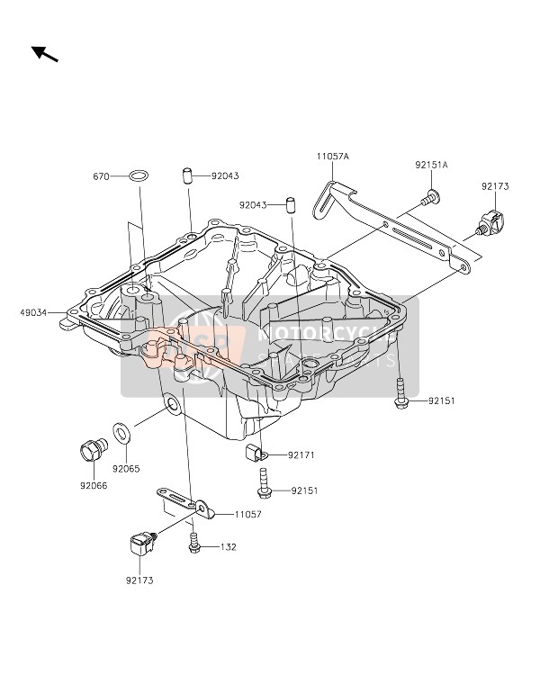 Kawasaki Z900RS 2021 Olie Pan voor een 2021 Kawasaki Z900RS