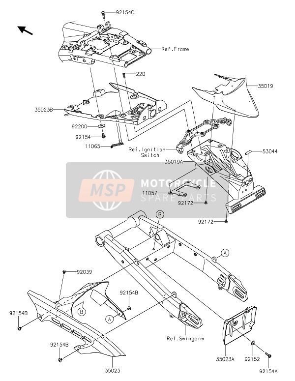 Kawasaki Z900RS 2021 Achterspatbord(S) voor een 2021 Kawasaki Z900RS