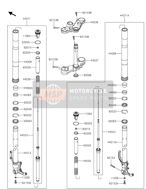 Kawasaki Z900RS 2021 Tenedor frontal para un 2021 Kawasaki Z900RS