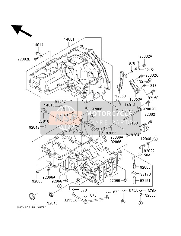 Kawasaki NINJA ZX-7RR 1996 Crankcase for a 1996 Kawasaki NINJA ZX-7RR