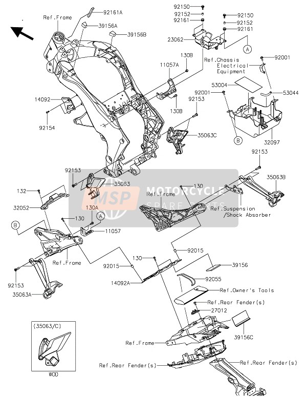 Kawasaki Z1000R 2021 RAHMENBESCHLÄGE für ein 2021 Kawasaki Z1000R