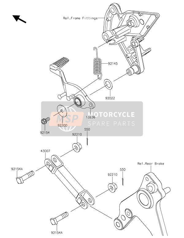 Kawasaki Z1000R 2021 BRAKE PEDAL for a 2021 Kawasaki Z1000R