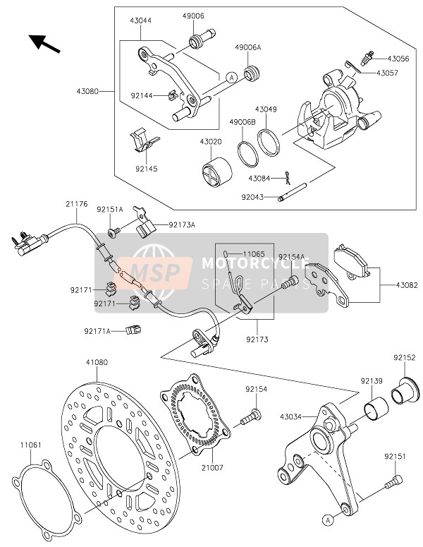 Kawasaki Z1000R 2021 Frein arriere pour un 2021 Kawasaki Z1000R