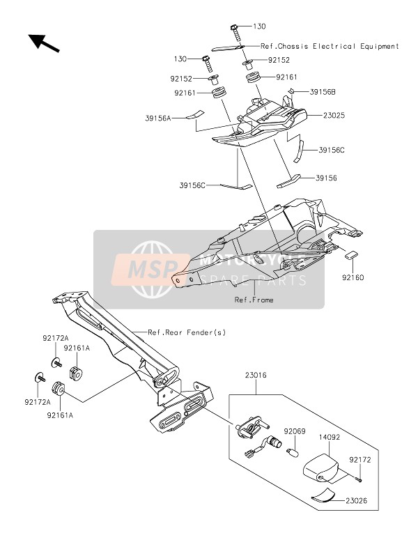 Kawasaki Z1000R 2021 Achterlicht(S) voor een 2021 Kawasaki Z1000R