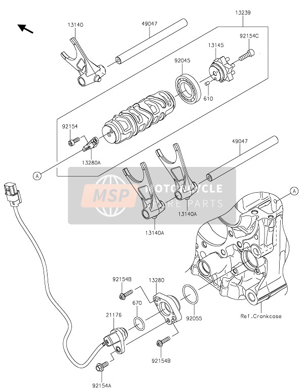 Kawasaki ZZR1400 2021 SCHALTTROMMEL & SCHALTGABEL(N) für ein 2021 Kawasaki ZZR1400