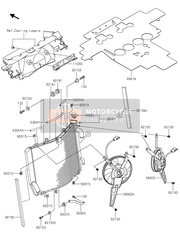 Kawasaki ZZR1400 2021 RADIATOR for a 2021 Kawasaki ZZR1400