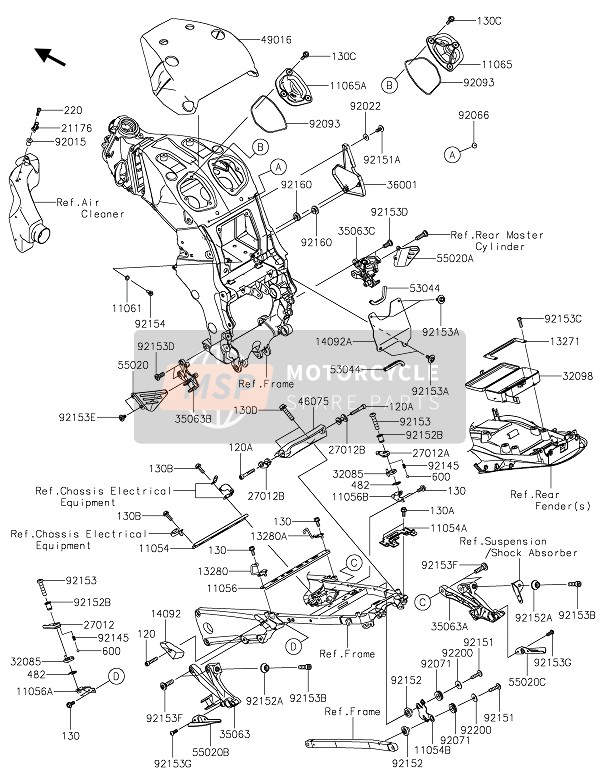 Kawasaki ZZR1400 2021 RAHMENBESCHLÄGE für ein 2021 Kawasaki ZZR1400